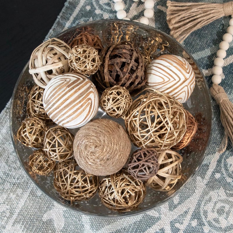 ANDALUCA Decorative Balls & Orbs Gold Natural Bag Bowl Filler Home Decor (Gold) - Image 5